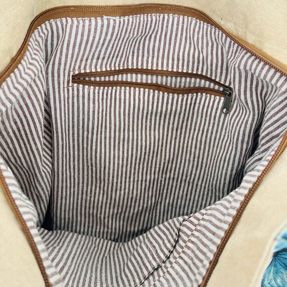 Cott N Curls Blue & Beige Butterfly Tote Bag - Picture 5 of 7